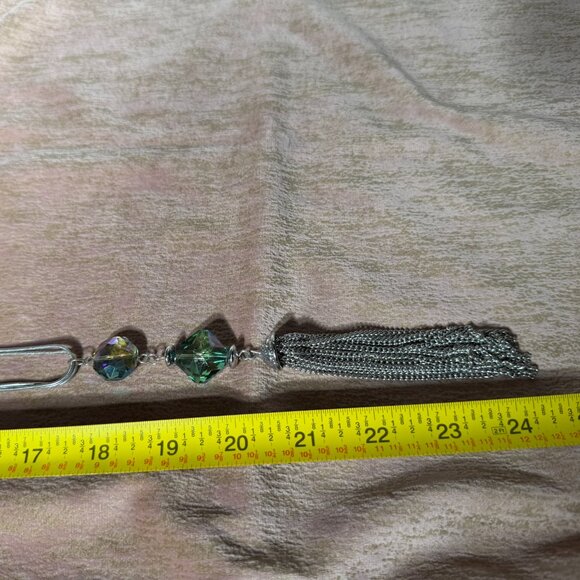 Statement Necklace • Silver Tassel Pendant • Elegant & Glam Jewelry - Picture 5 of 6